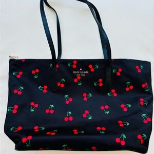 Kate spade New York black with cherries tote shoulder bag.